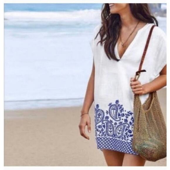 Athleta Embroidered Luxe Kaftan Cover Up Ladies XS - Picture 1 of 5